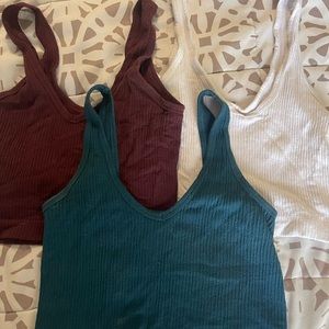Trio Out from under/Urban outfitters bra tank top (blue, white & plum)